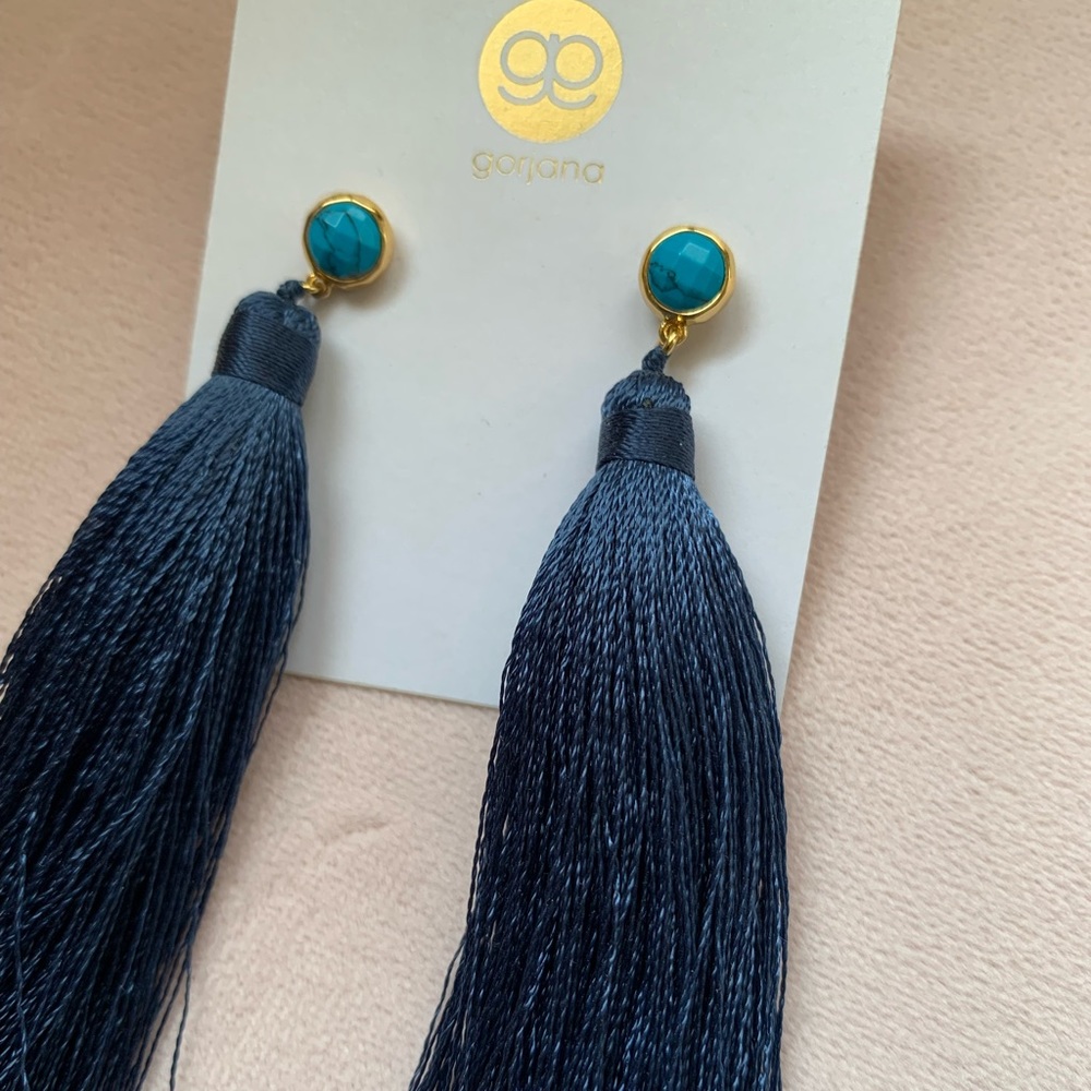 Gorjana Women’s Tulum Tassel Earrings - Navy Blue/Turquoise - Picture 3 of 5